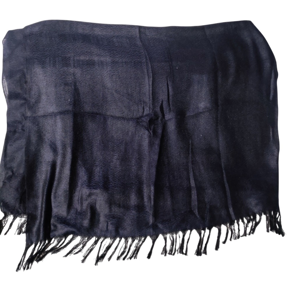 Stole Dupatta Dark‎ Blue  Tassels Approx. 22.5" x 69" - Unbranded